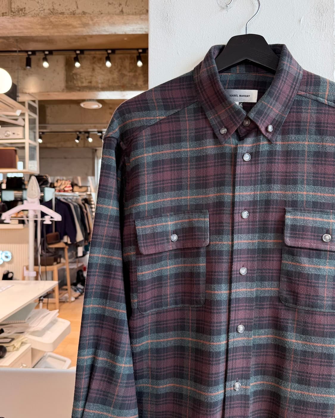 이자벨마랑 버건디 플란넬 체크 셔츠  상품이미지4