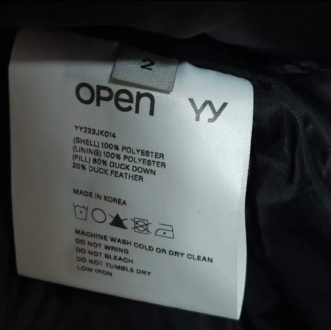 66 77사이즈 OPEN YY 오픈와이와이 숄카라 덕다운 패딩 상품이미지9