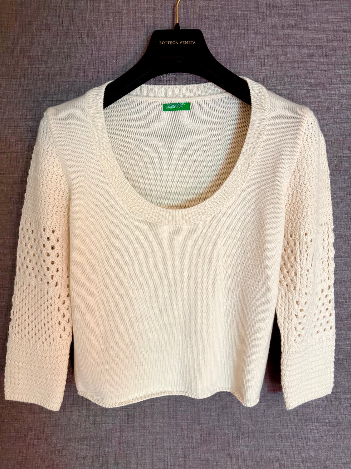 베네통 Benetton 아이보리 뜨개 반팔 니트 상품이미지1