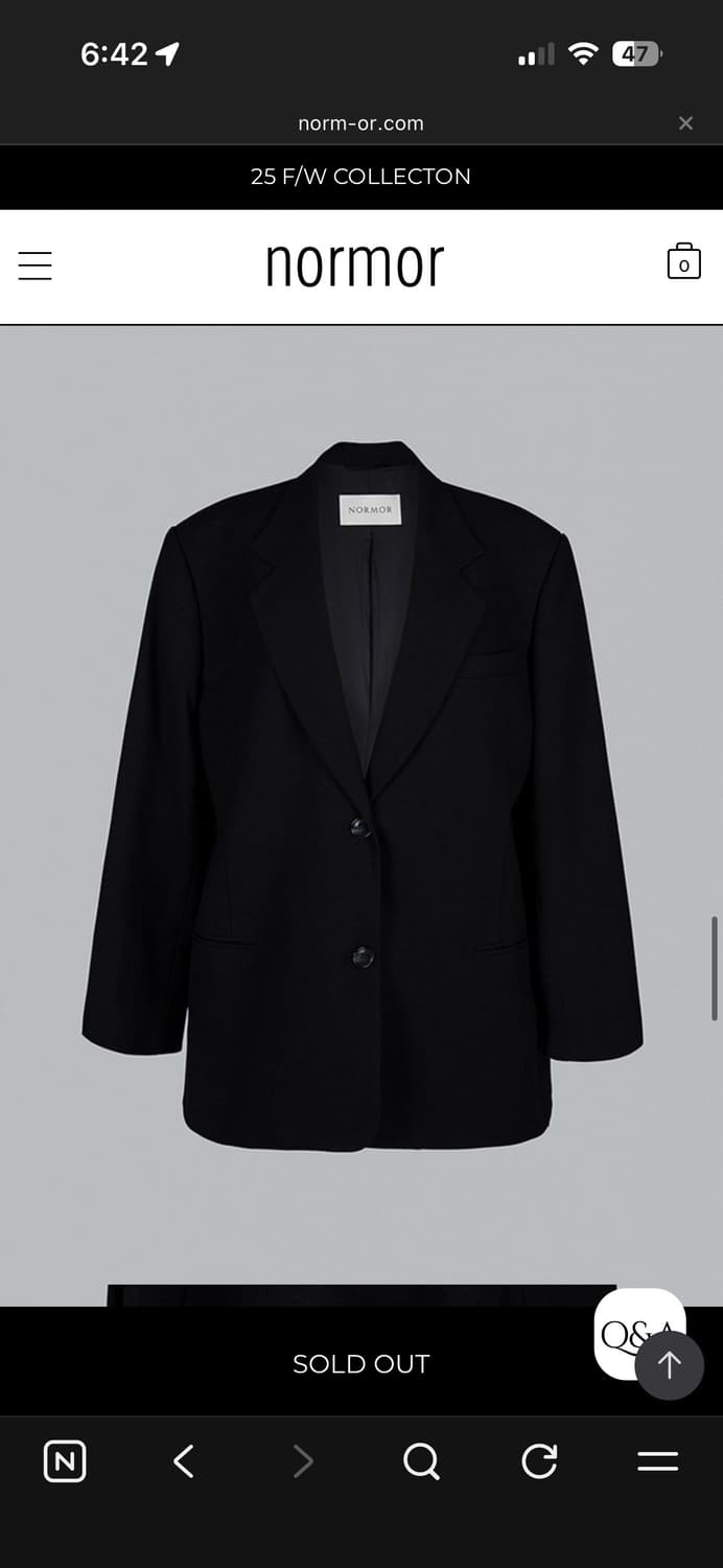 노머 normor 투버튼 자켓 블레이저 하프 코트 정장 수트 블랙 검정 상품이미지3