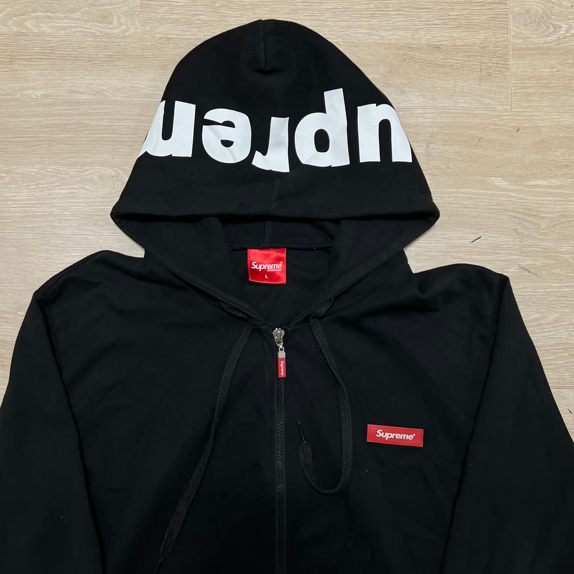 슈프림 박스로고 와펜 후드집업 [블랙] L/100 상품이미지2