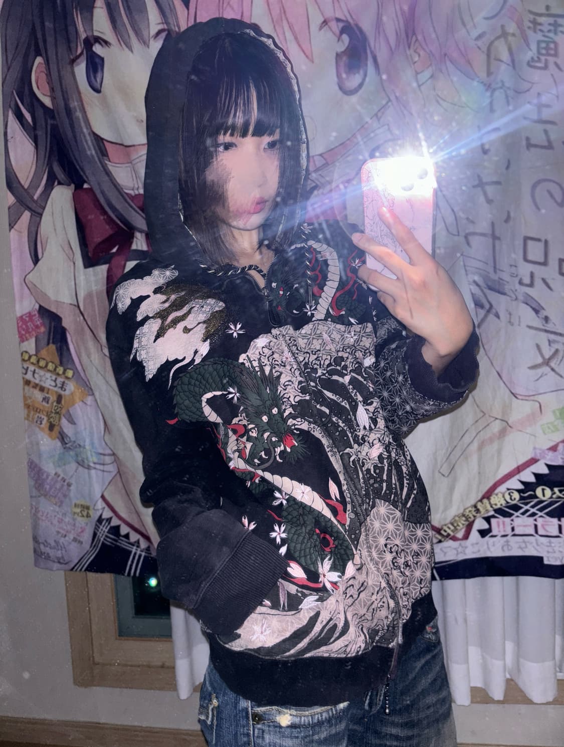 오리엔탈 드래곤 프린팅 후드집업 상품이미지2