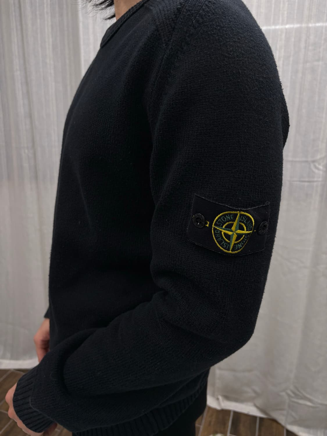 스톤 아일랜드 와펜 코튼 니트 블랙 상품이미지3