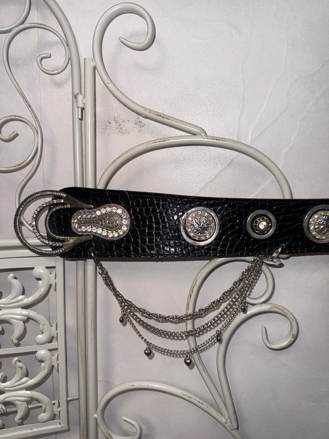 Black python oriental cubic chain belt 상품이미지4