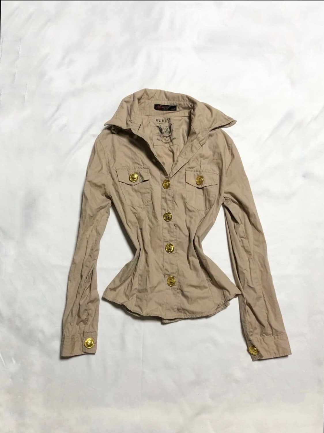 골드 버튼 코트 재킷 셔츠 베이지 상품이미지3