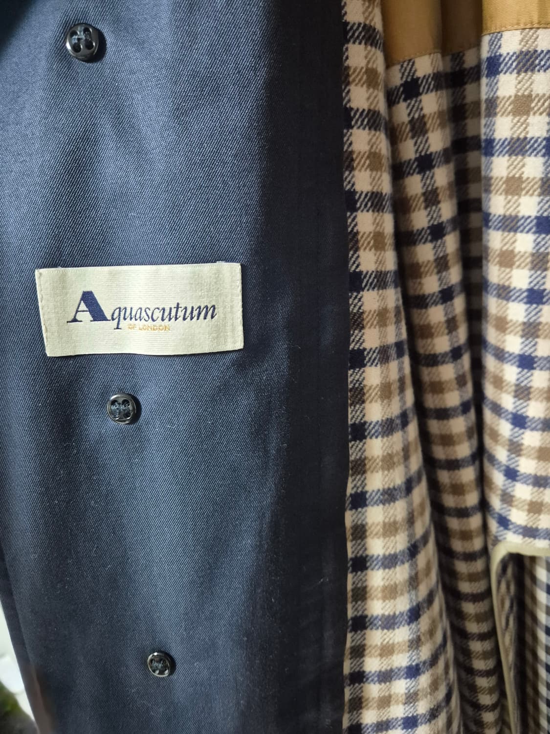 아쿠아스큐텀 네이비 트렌치 코트 레글런코트  싱글코트 M 상품이미지6