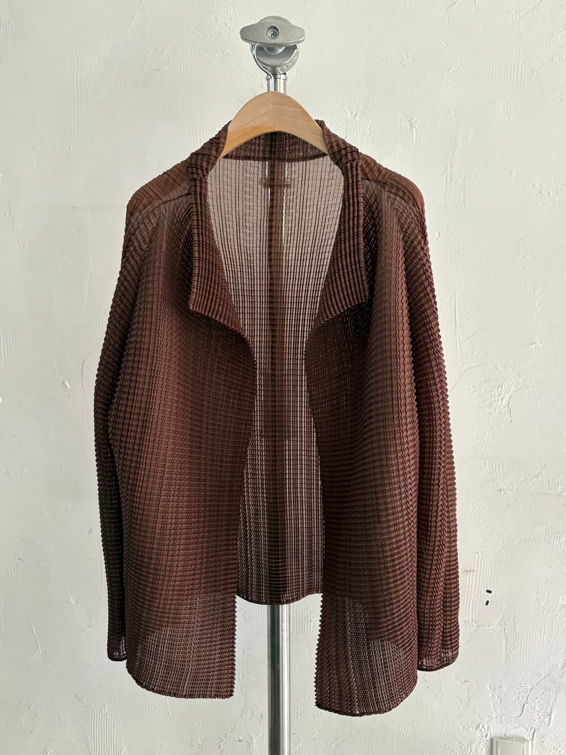 Issey Miyake 이세이미야케 플리츠 브라운 오픈 가디건 상품이미지4
