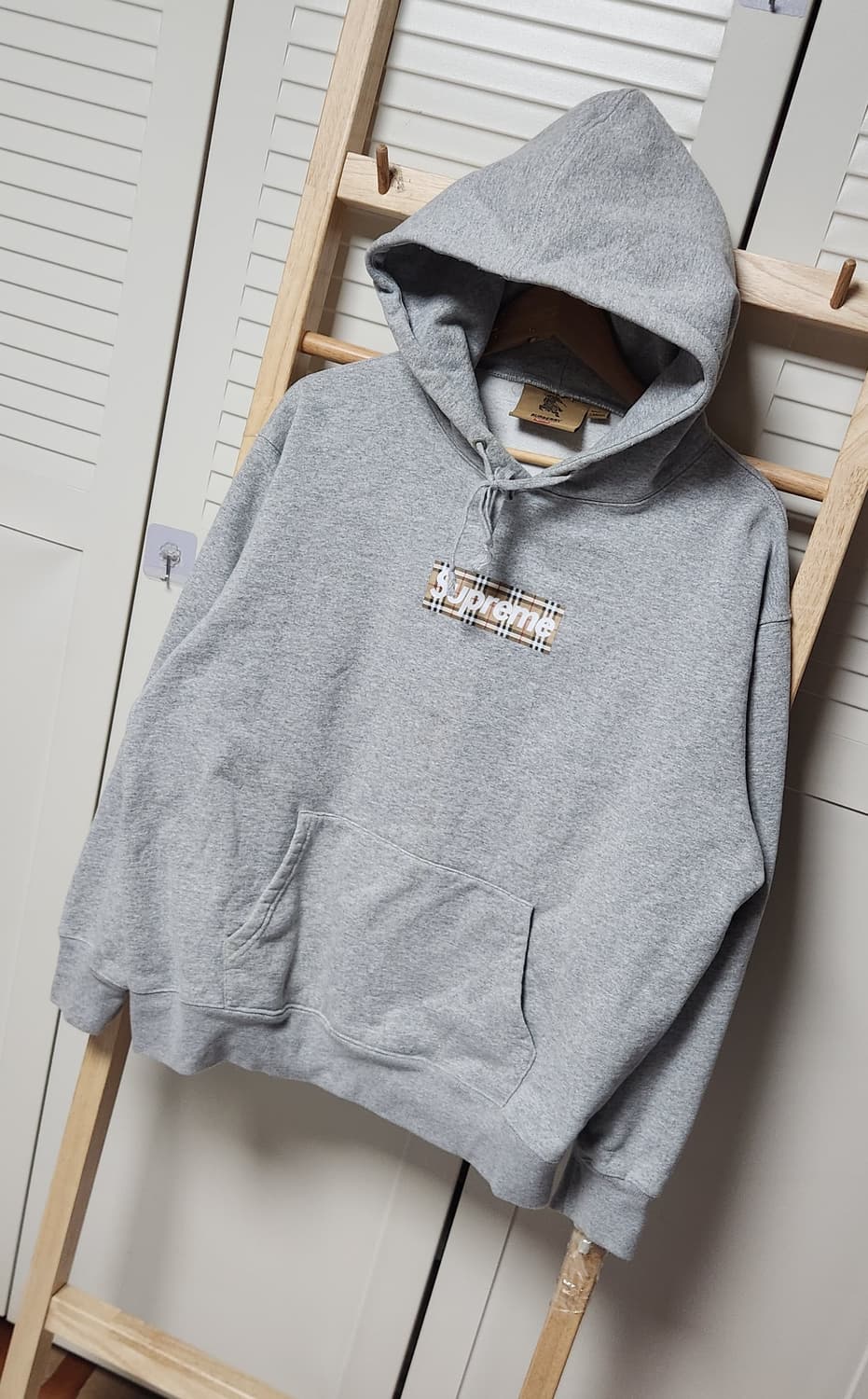 슈프림 X 버버리 박스 로고 후드 헤더 그레이 상품이미지2