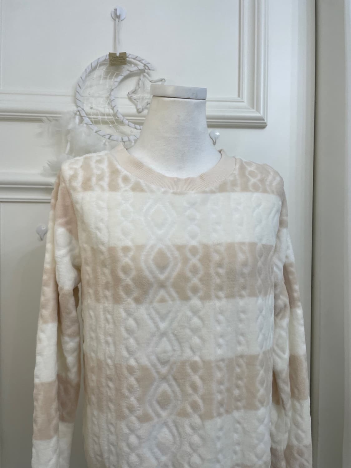 ivory beige stripe soft warm mtm top 상품이미지5