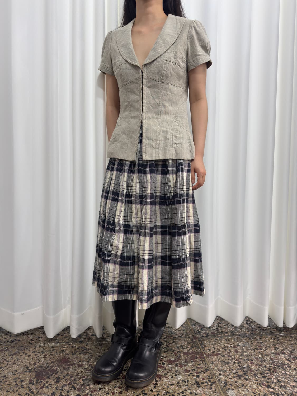 check pleats skirt 상품이미지3