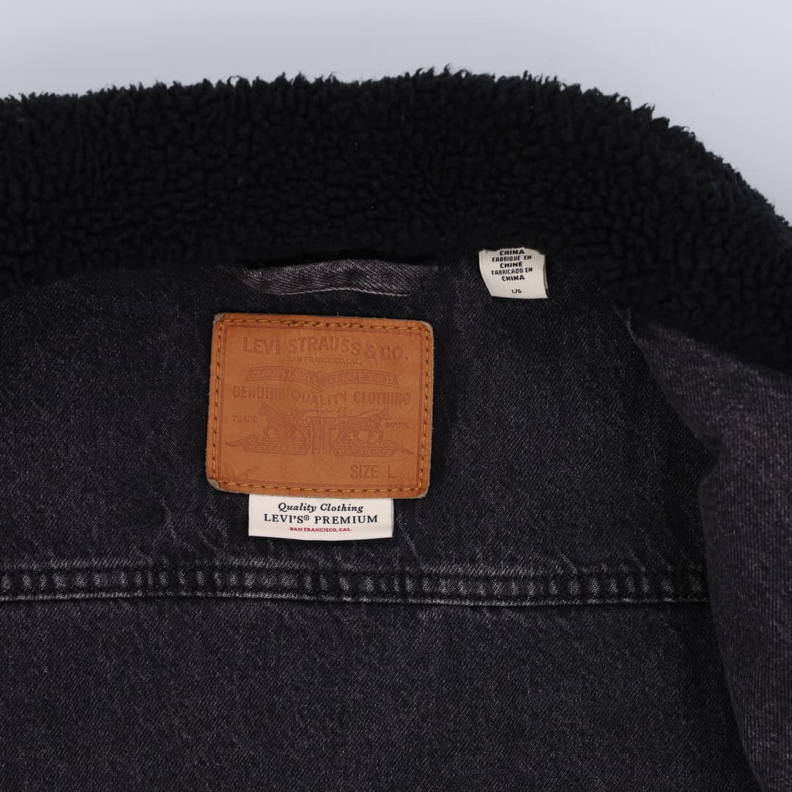 L 리바이스 그리즐리 쉐르파 트러커 데님 흑청 자켓 4184 상품이미지7