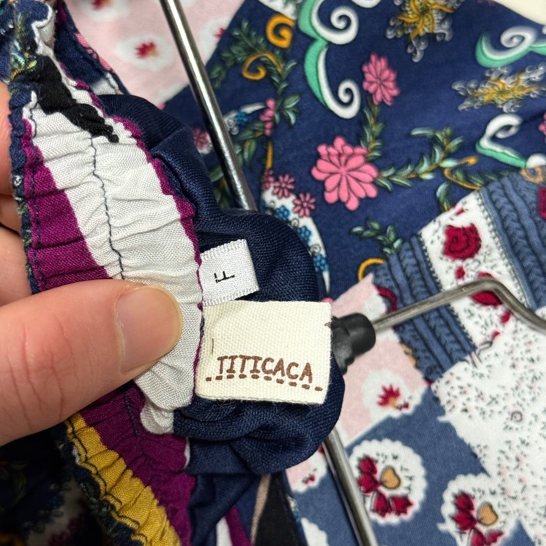 티티카카 오리엔탈 에스닉 풀 패턴 반다나 패치워크 플레어 롱 스커트 상품이미지5