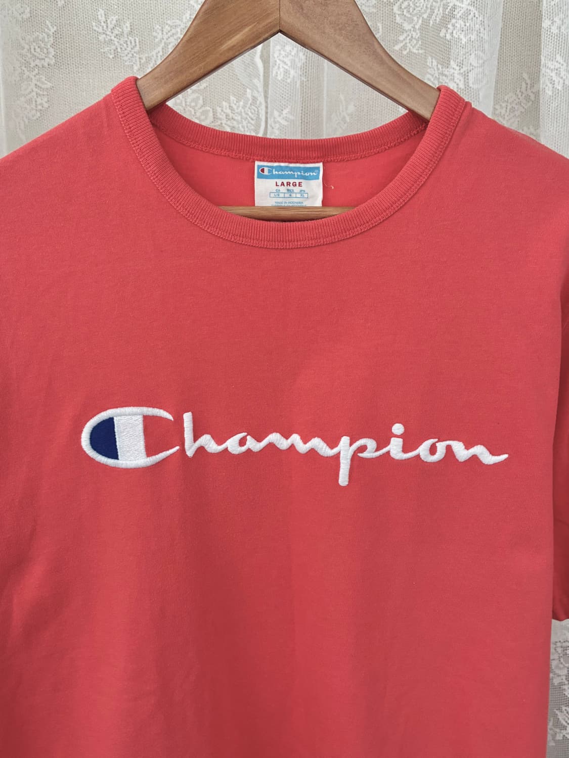L) 챔피온 빅로고 반팔 티셔츠 코랄 상품이미지3