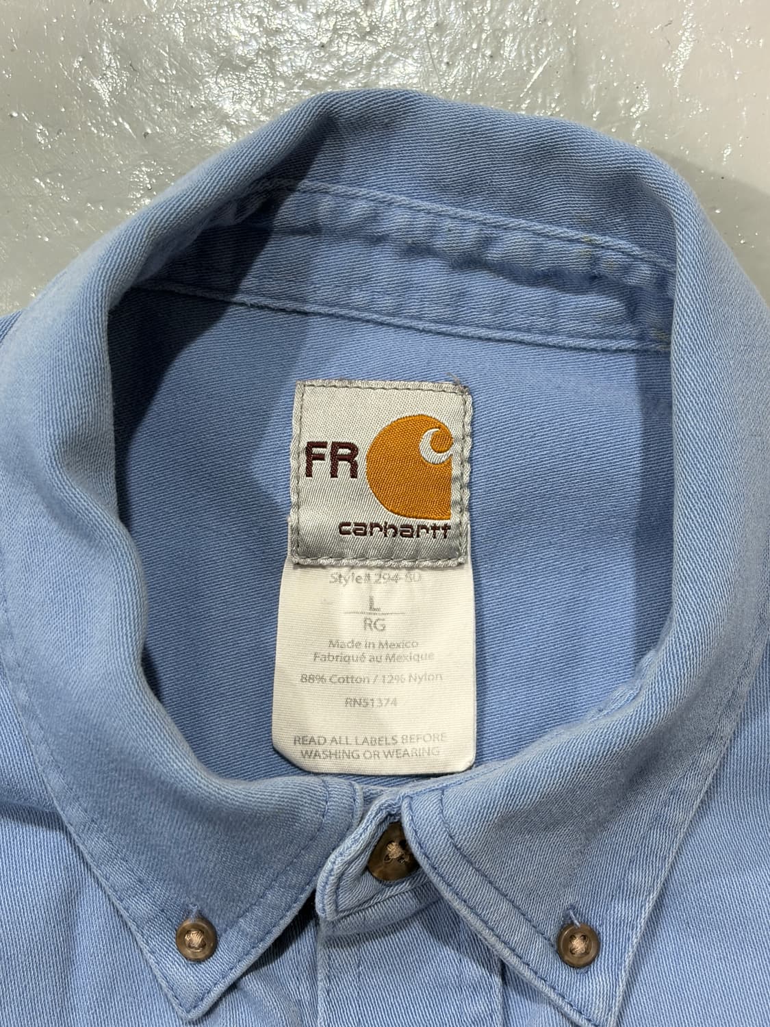 빈티지 칼하트(Carhartt) FR라인 스카이블루 워크셔츠 상품이미지5