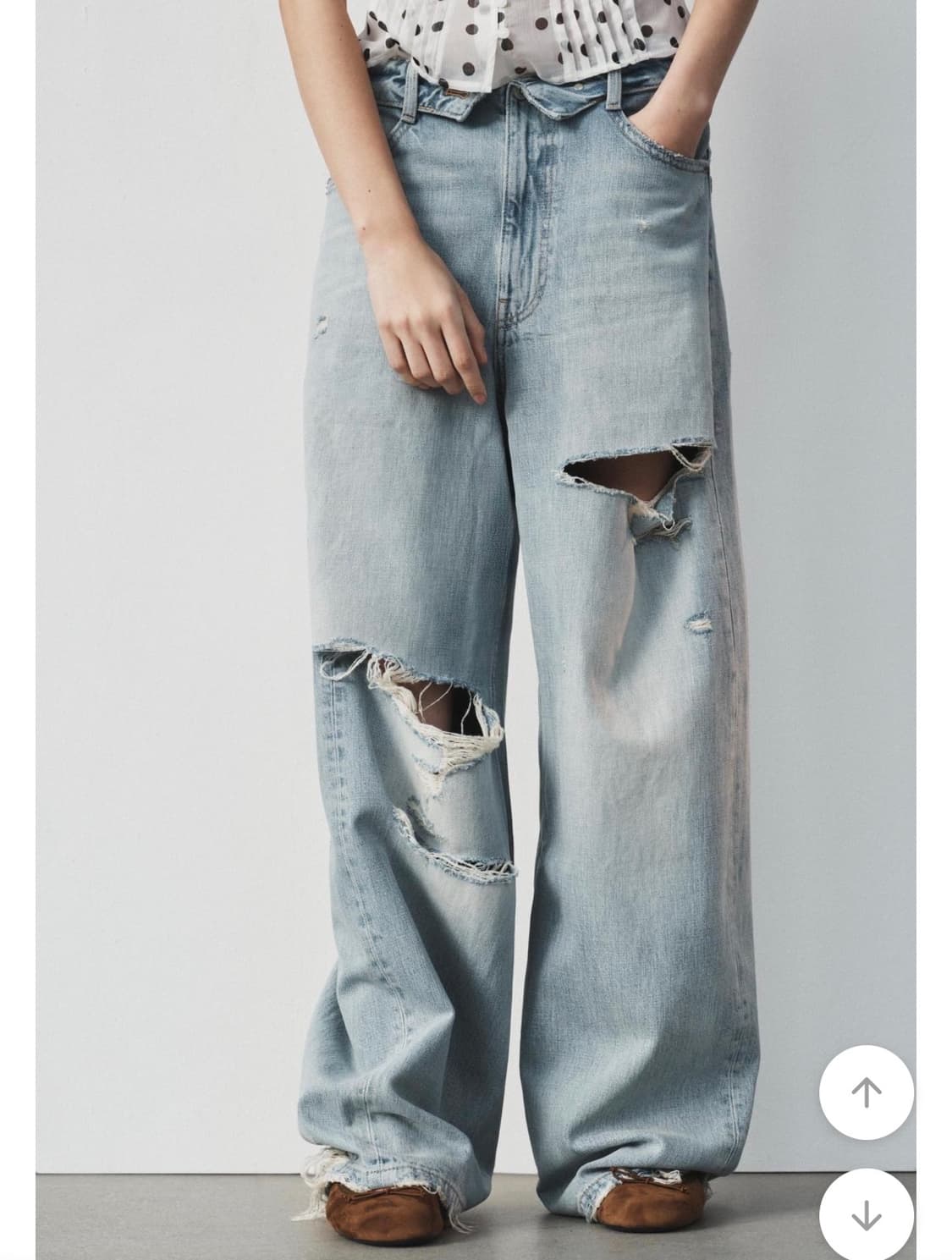 자라 미드웨이스트 와이드핏 데님 팬츠 5252/014/406 라이트블루 상품이미지2