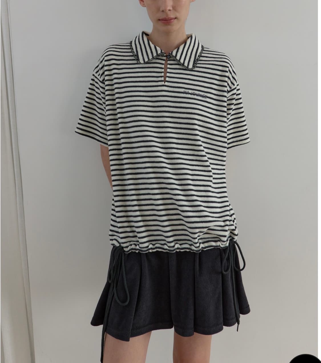 마조네 테리 플리츠 미니 드레스 화이트 상품이미지2