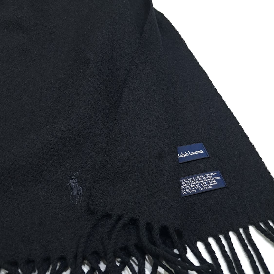 MX483 폴로 90s 영국판 울캐시미어 포니자수 블랙 머플러목도리 상품이미지6
