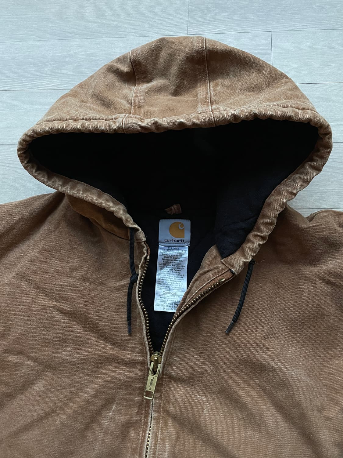 칼하트 j130 BRN 브라운 액티브 자켓 샌드스톤 빈티지 상품이미지4