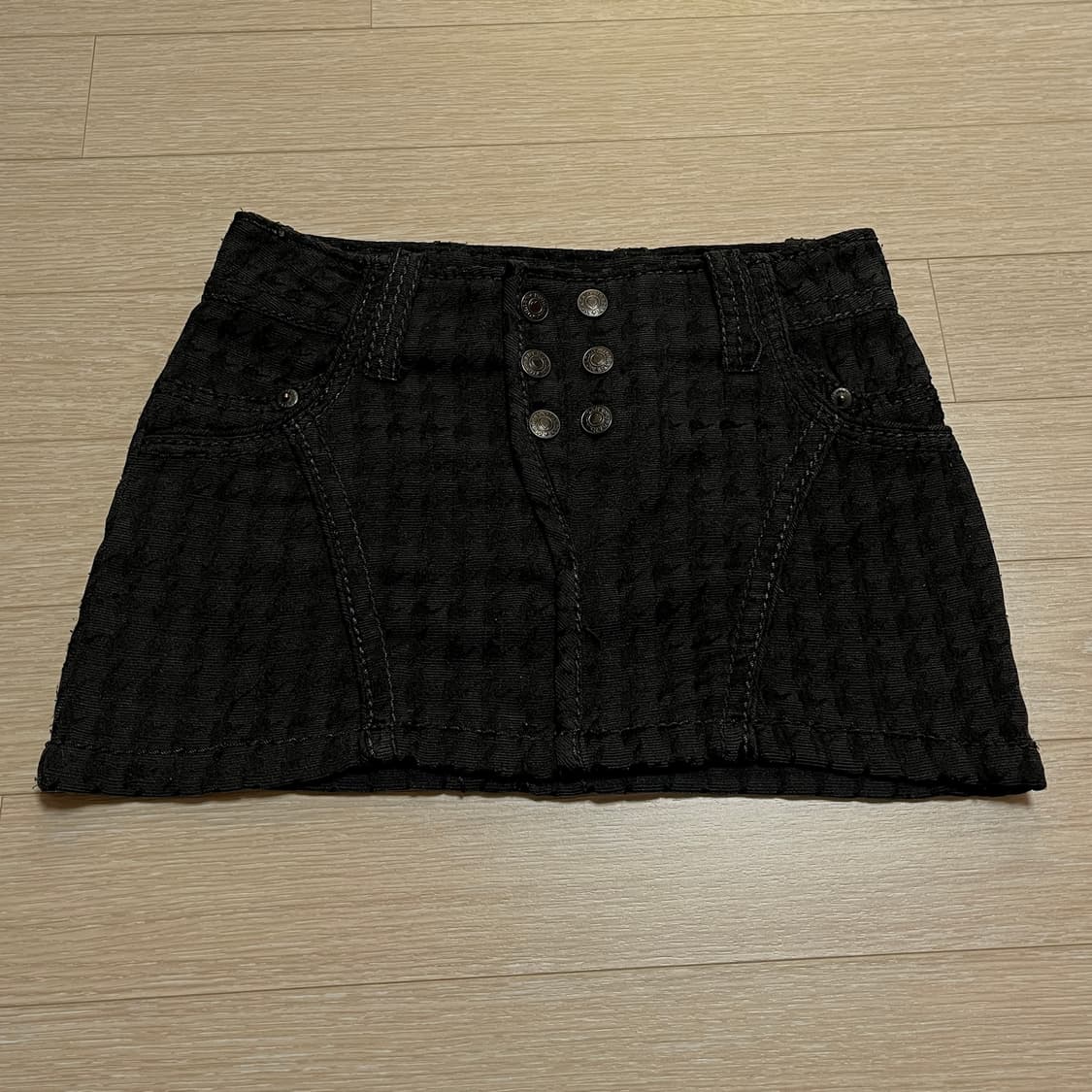 빈티지 y2k 90s 블랙 하운드투스 로우라이즈 미니스커트 상품이미지3