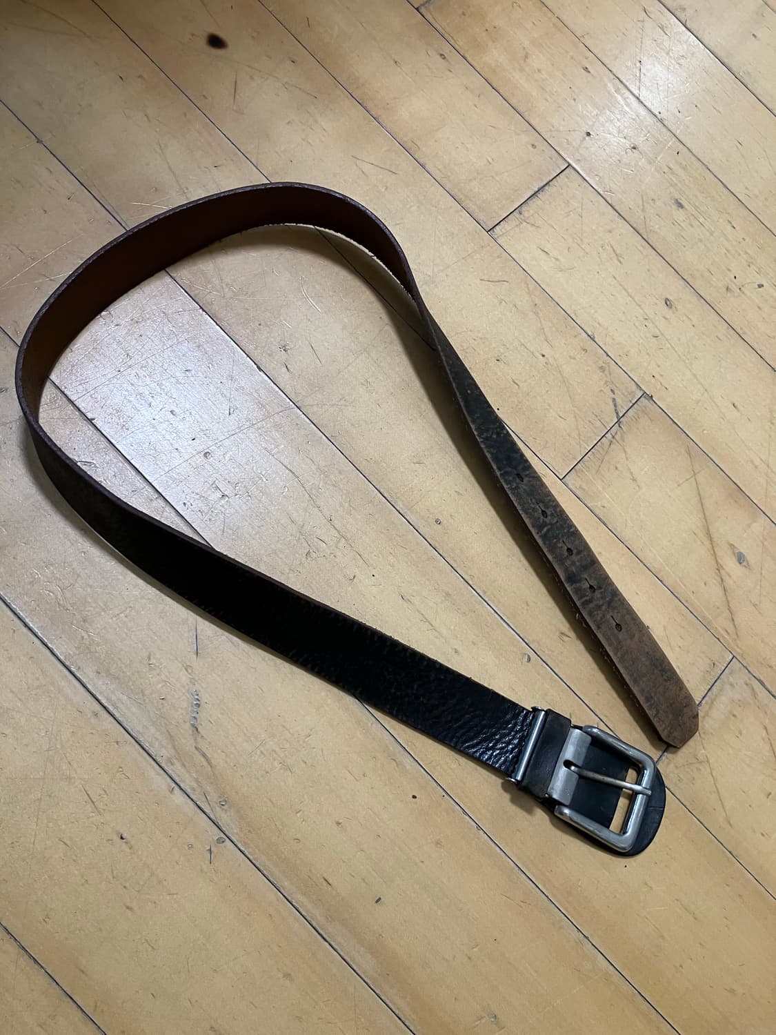 Japanese 레더 쉴드 버클 그라데이션 워싱 벨트 상품이미지4