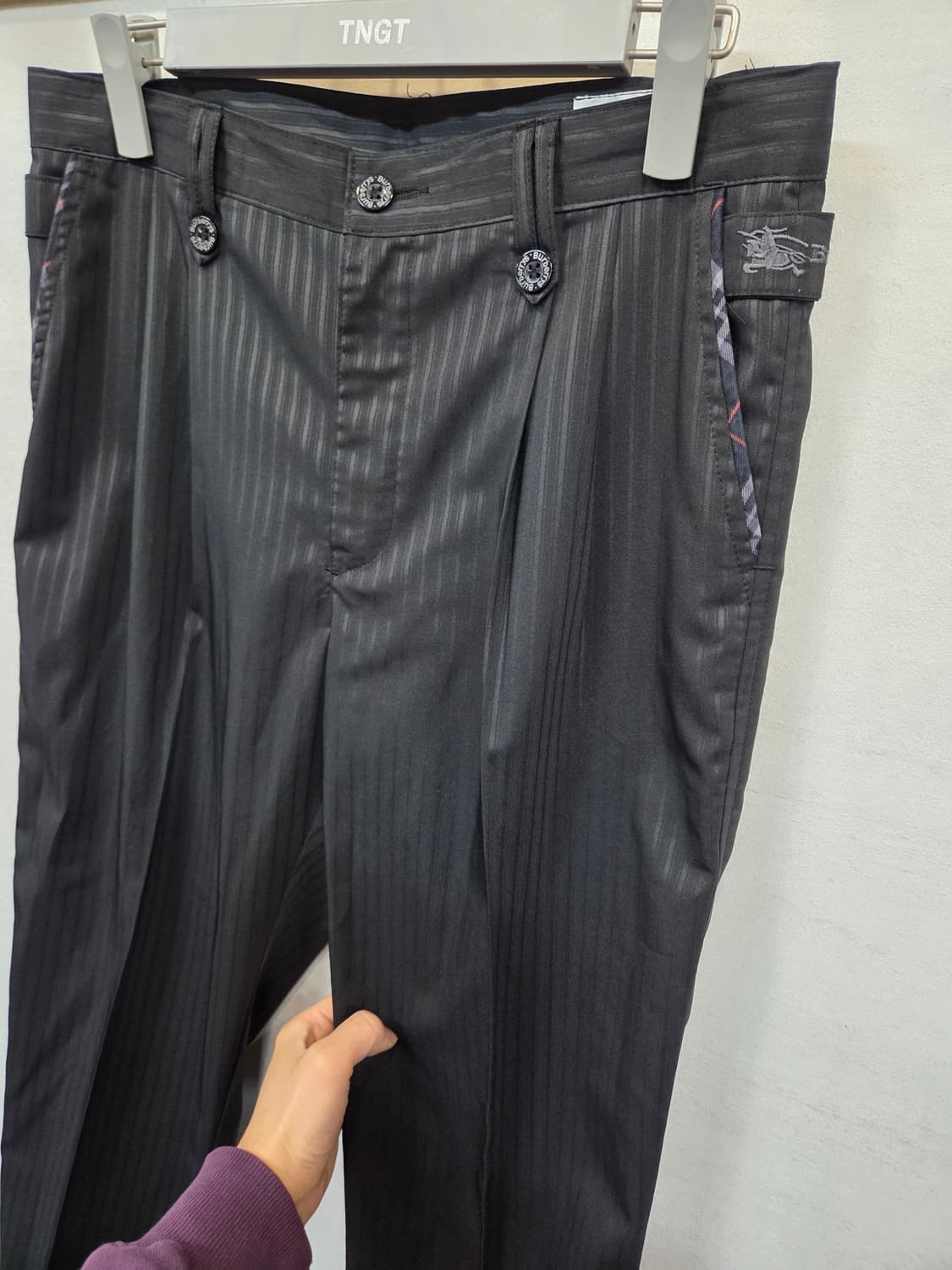 버버리 올드스쿨 빈티지 핀턱 썸머 카브라 슬렉스 팬츠 대략 32 상품이미지7