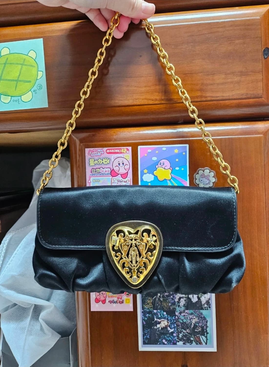 정품) 구찌 블랙 하트 체인 미니 클러치겸 토트백 판매합니다 상품이미지1