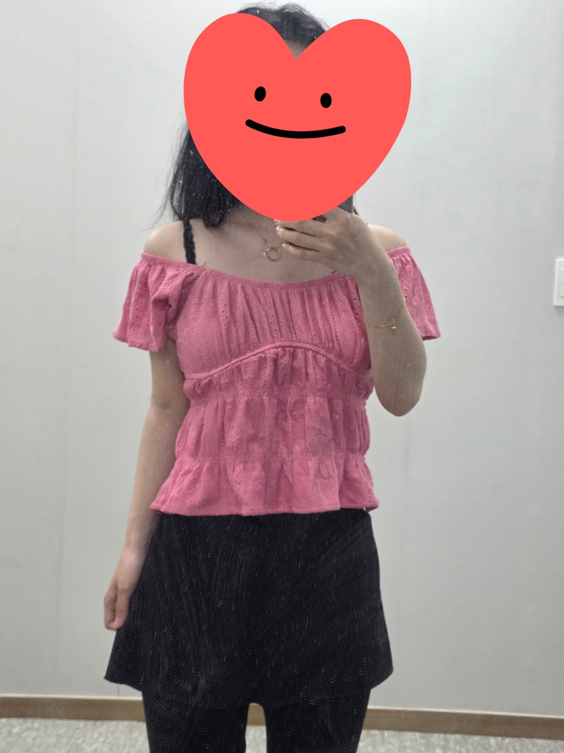 유럽빈티지)로맨틱 히메갸루 핑크튜튜 레이어드 모리걸 펀칭스모크여름블라우스 상품이미지4