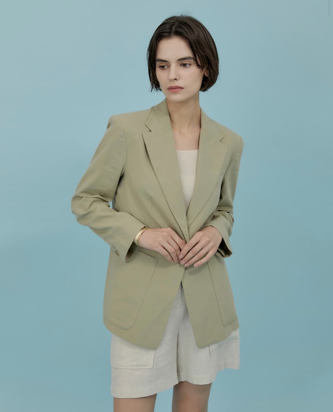 마리끌레르 린넨 테일러드 싱글자켓 상품이미지1