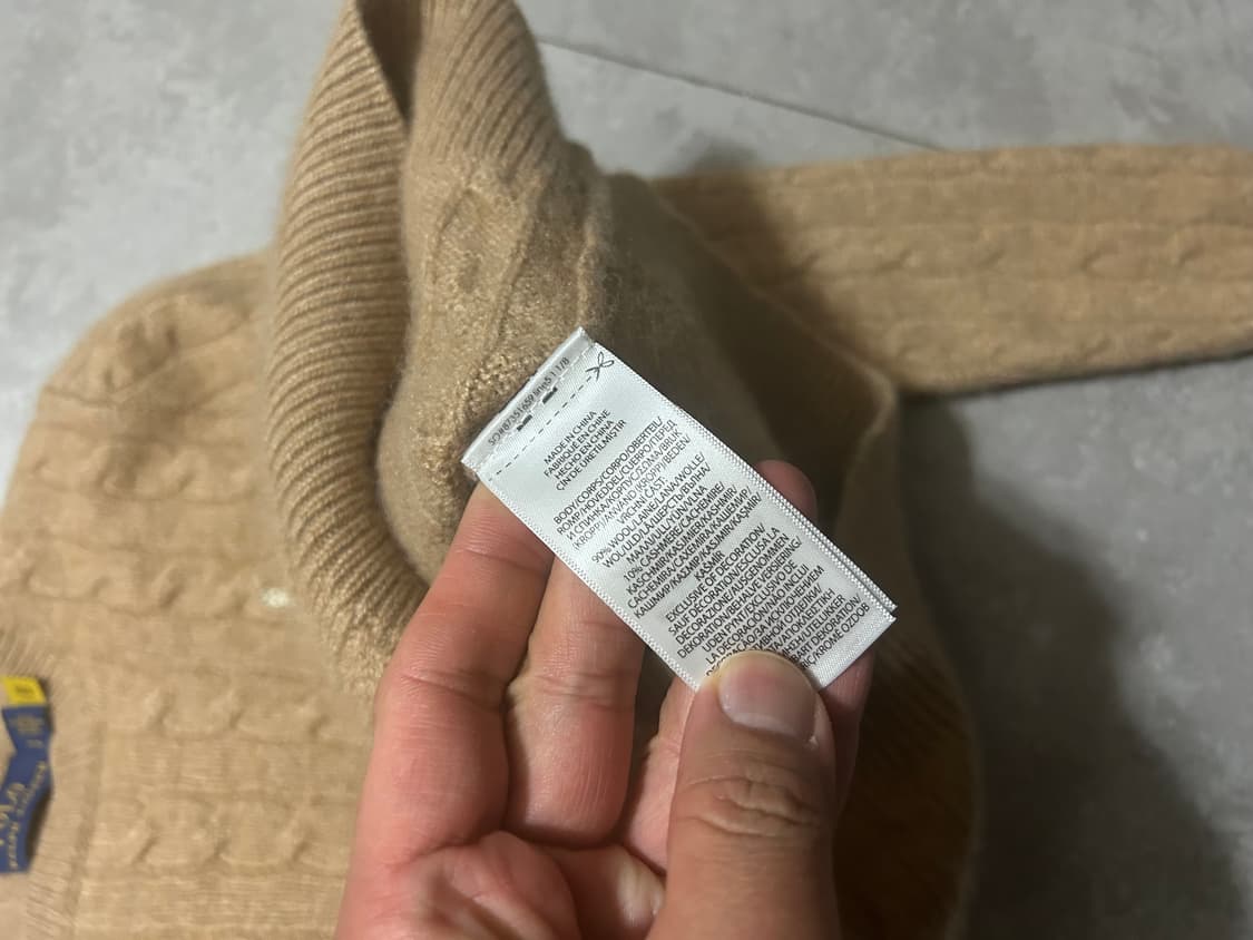 랄프로렌 폴로 베이지 컬러 램스울  빈티지 케이블 니트 44size   상품이미지5