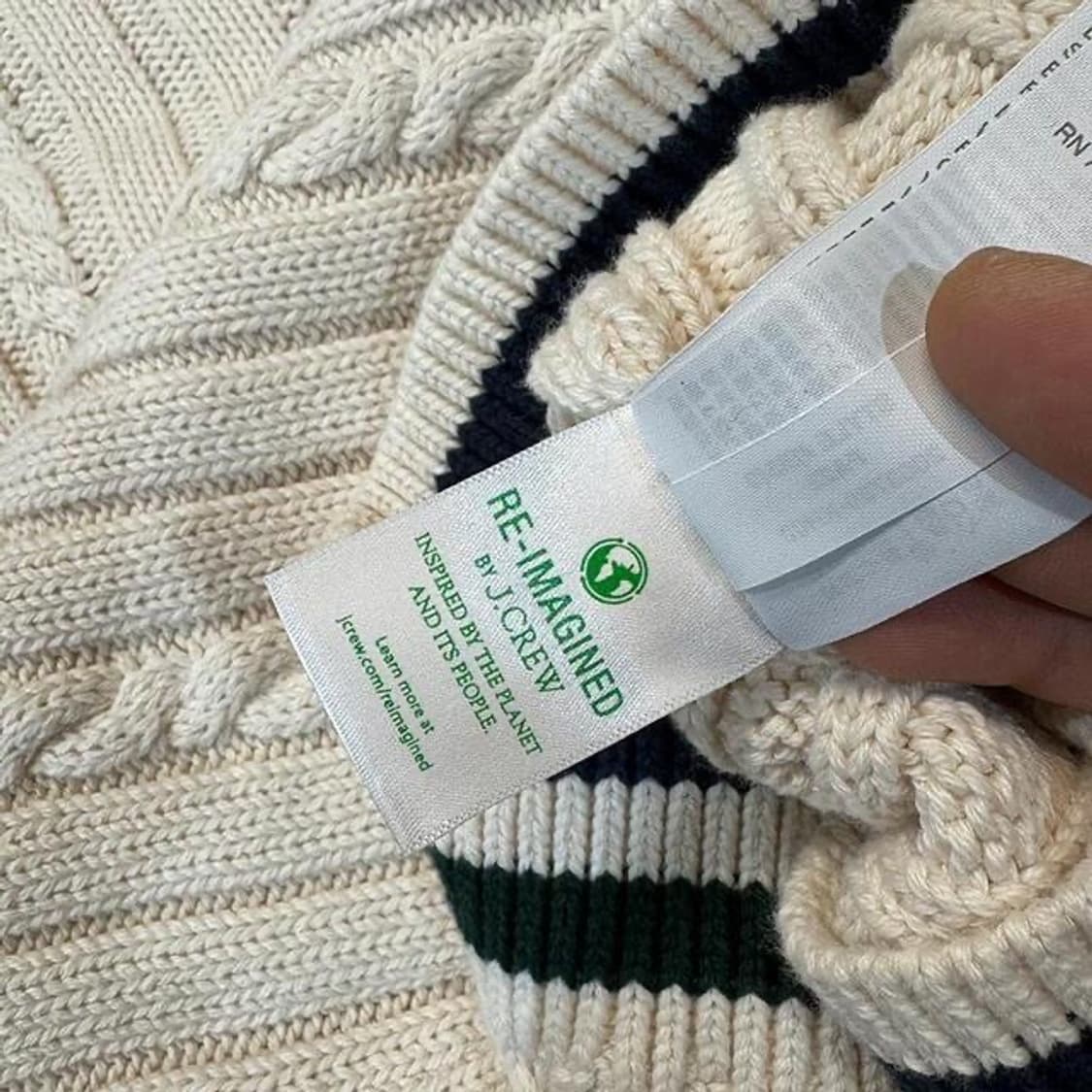 제이크루 헤리티지 코튼 케이블 브이넥 니트 (L)   상품이미지6