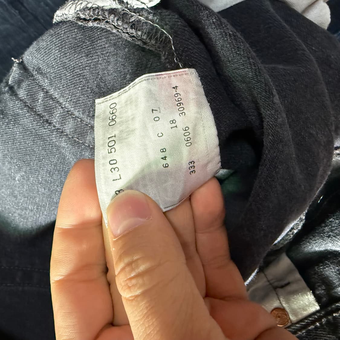 리바이스 501 블랙 데님 팬츠 33 상품이미지5