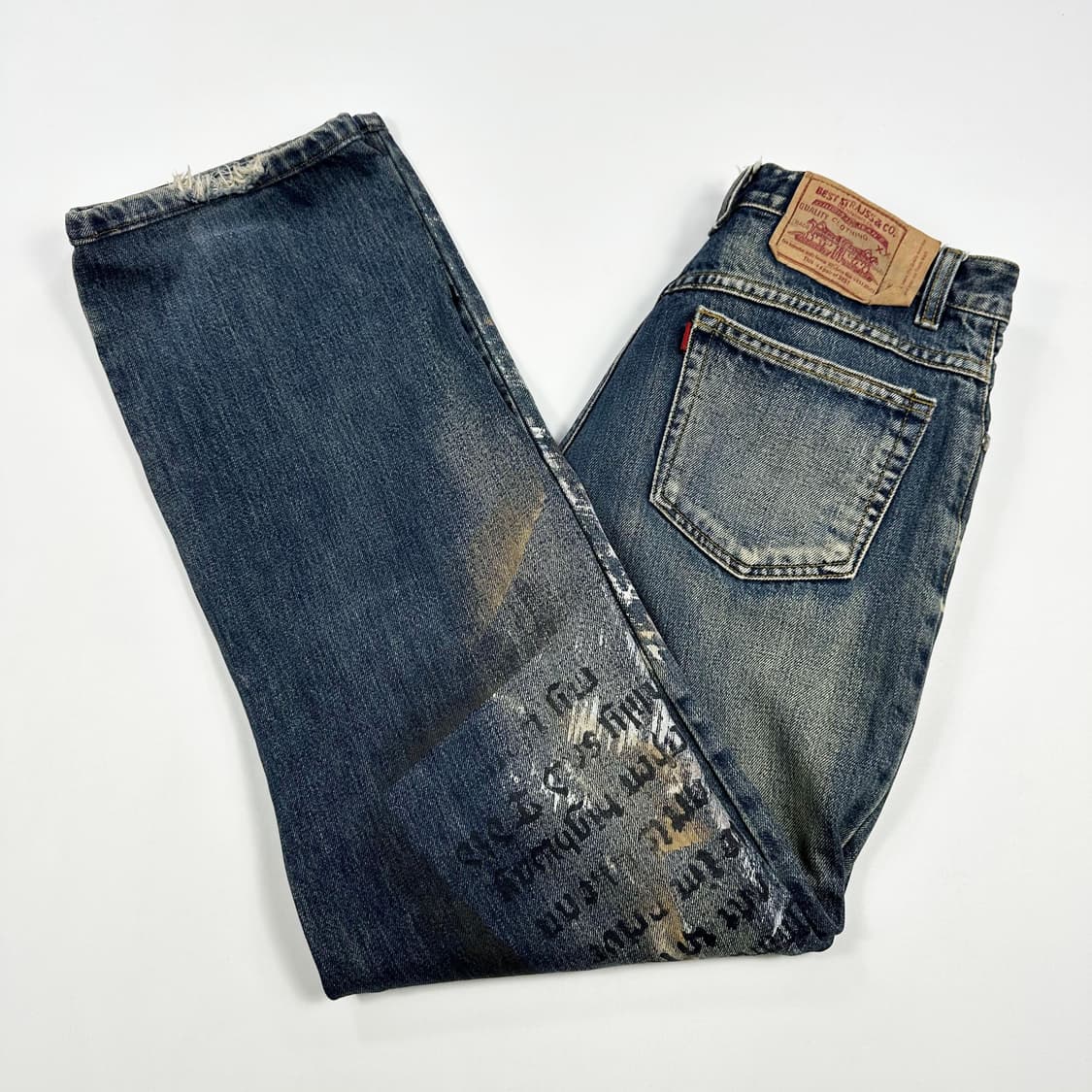 VTG 빈티지 스트레이트 워싱 페인팅 데님 팬츠 (32인치) 상품이미지2