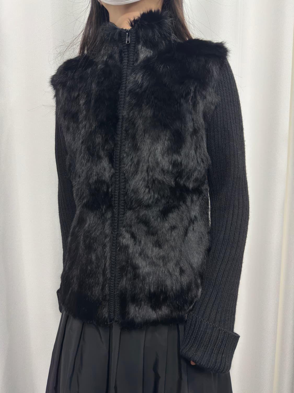 rabbit fur detail knit zipup 상품이미지4