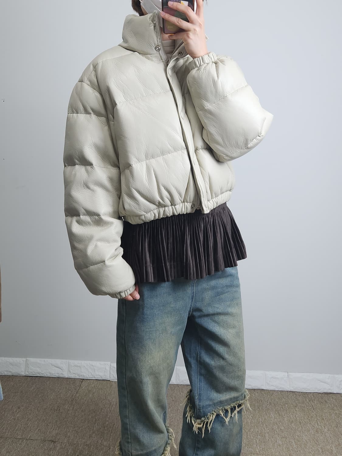 벨벳 레이어드 랩 스커트 상품이미지2