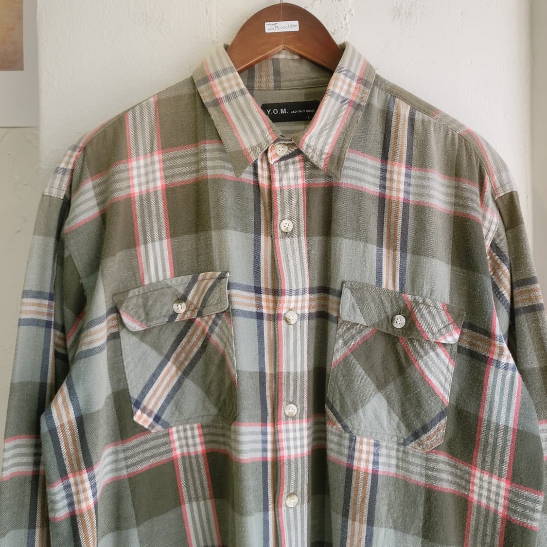 Y.O.M 그린체크 포켓 코튼셔츠 L 상품이미지2