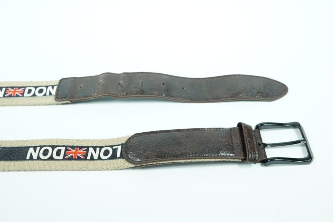 런던 유니온잭 자수 캔버스 레더 믹스 벨트 상품이미지5