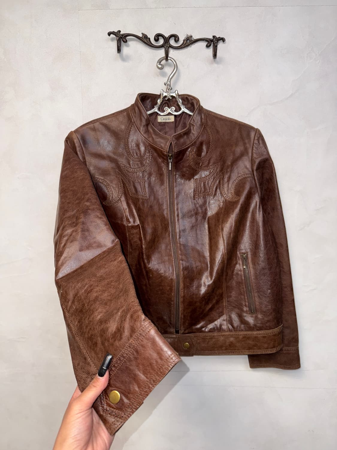 Aging brown lamb skin western zipup jk 상품이미지2