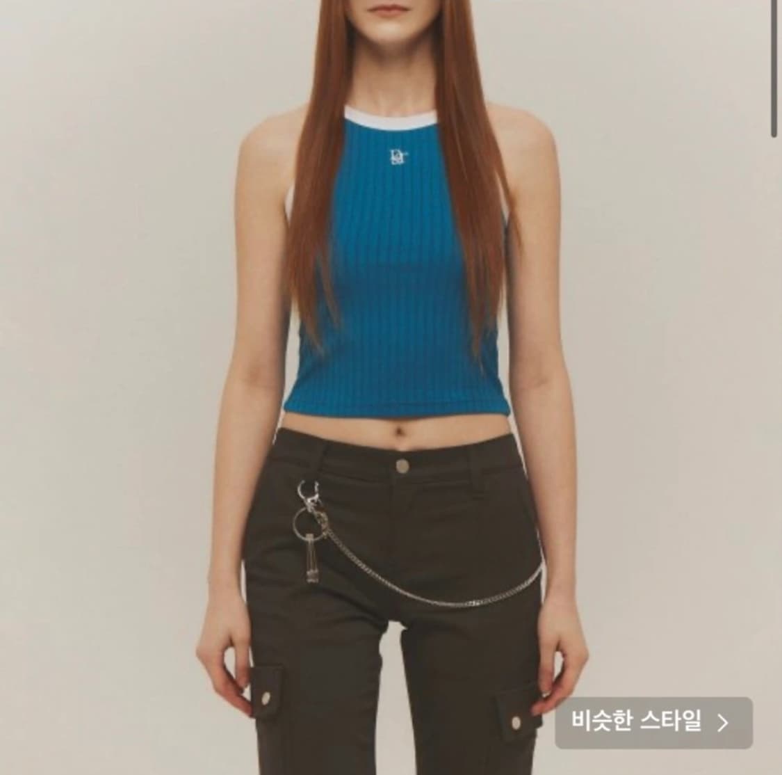 디셈버텐 로고 크롭 탱크탑 블루 상품이미지2
