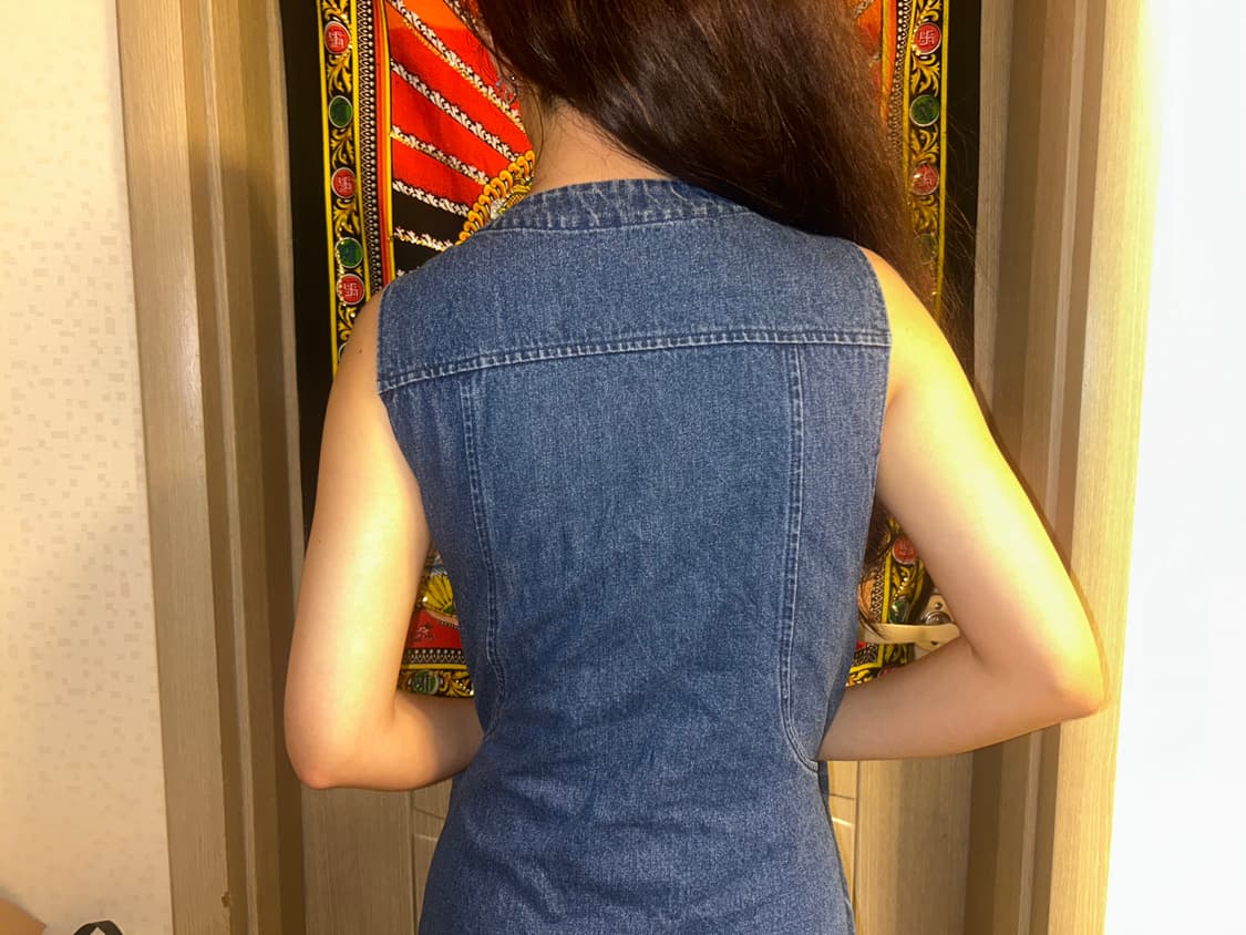 빈티지 데님 슬리브리스 미디원피스  상품이미지2