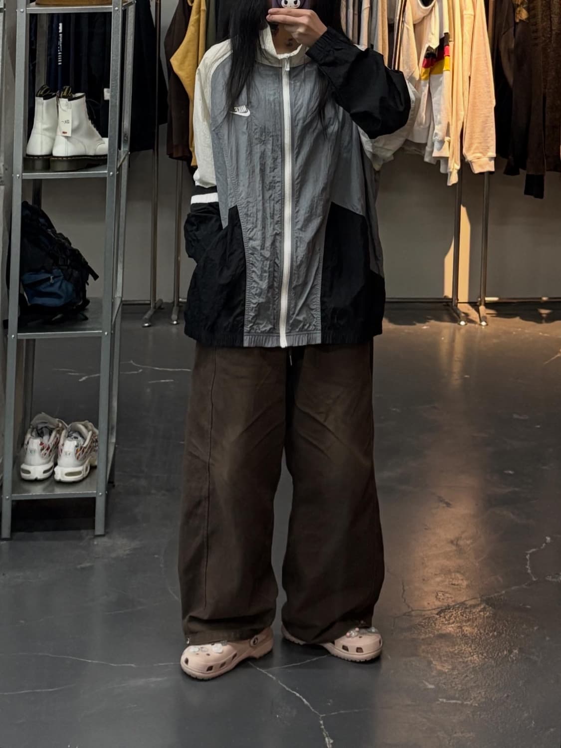 나이키 그레이 블랙 언라인드 프린팅 바람막이 A2472 상품이미지1