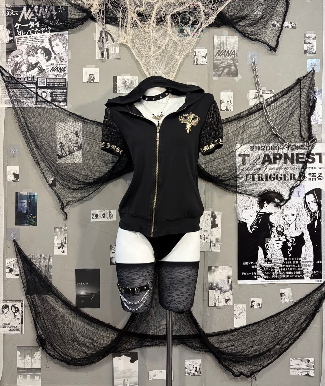 Gothic mesh wing lettering hood zip up 상품이미지4