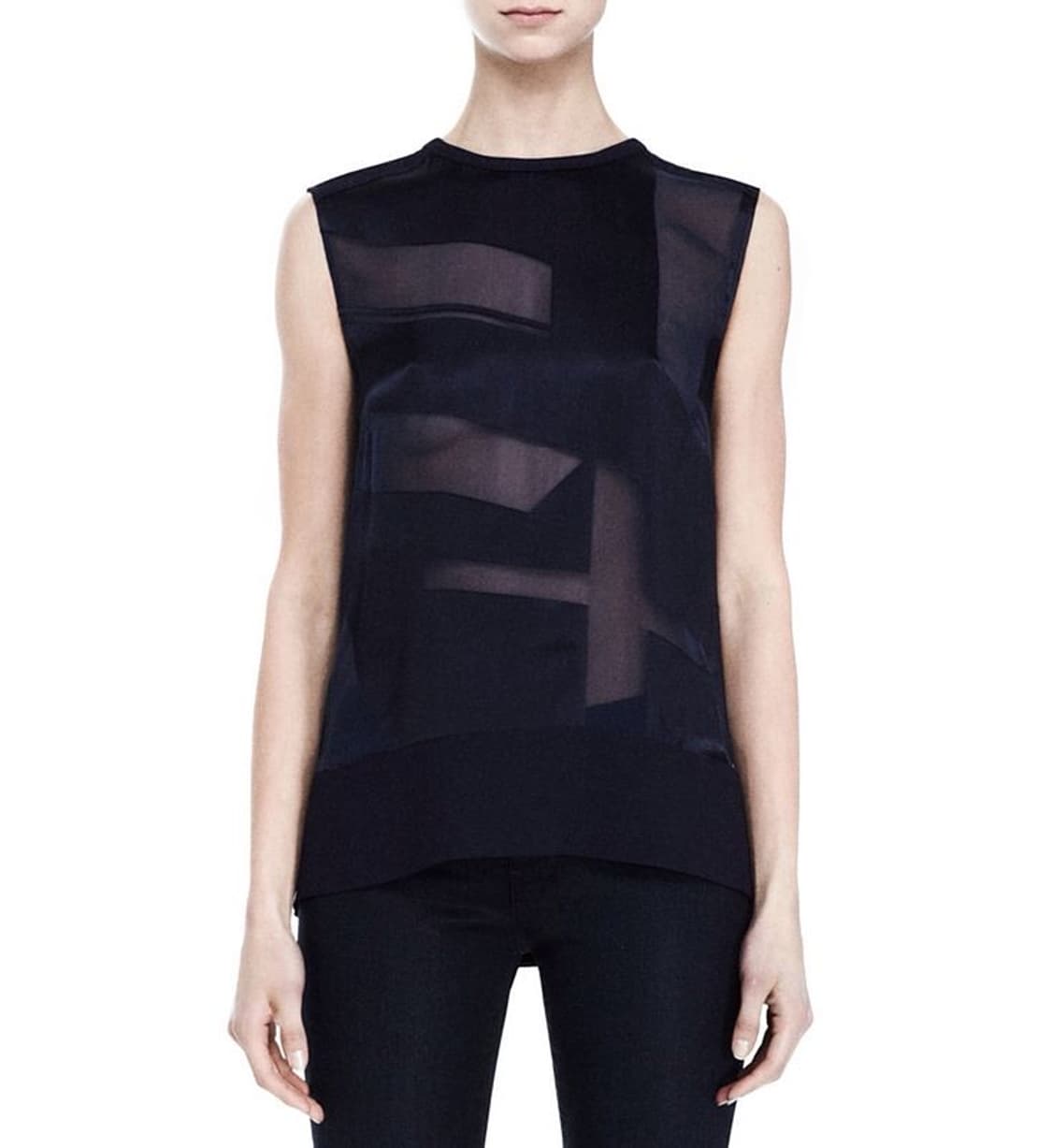 헬무트랭 시스루 패치워크 슬리브리스 탑 상품이미지2