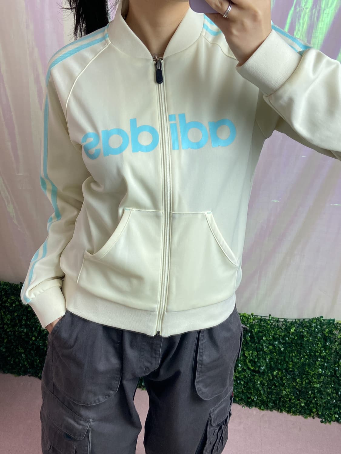 Adidas 아디다스 아이보리 하늘배색 져지 집업 상품이미지2