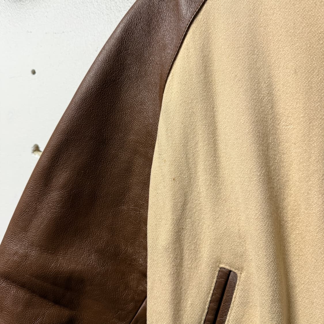 VTG 빈티지 올드스쿨 레더암 멀티 패치 바시티 자켓 상품이미지5