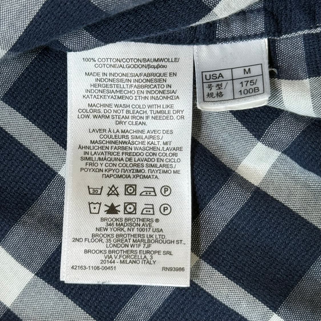 브룩스브라더스 깅엄체크 셔츠 M 상품이미지7