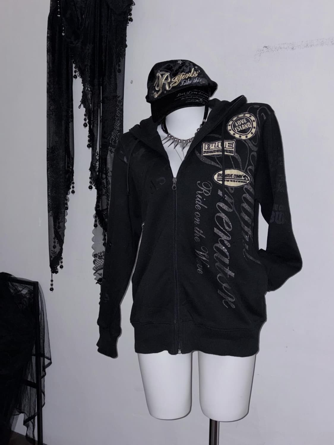 글리터 갸루펑크 후드집업 오네갸루 00s y2k 와투케 상품이미지2