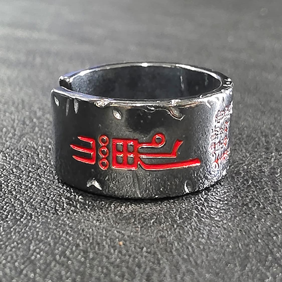 Banyahyeol 실버 흑도금 남자 빈티지 불교 피 부적 반지 상품이미지2