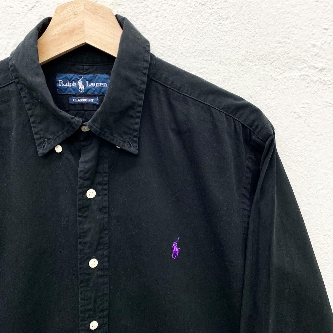 폴로 랄프로렌 블랙 퍼플포니 코튼 셔츠 상품이미지3