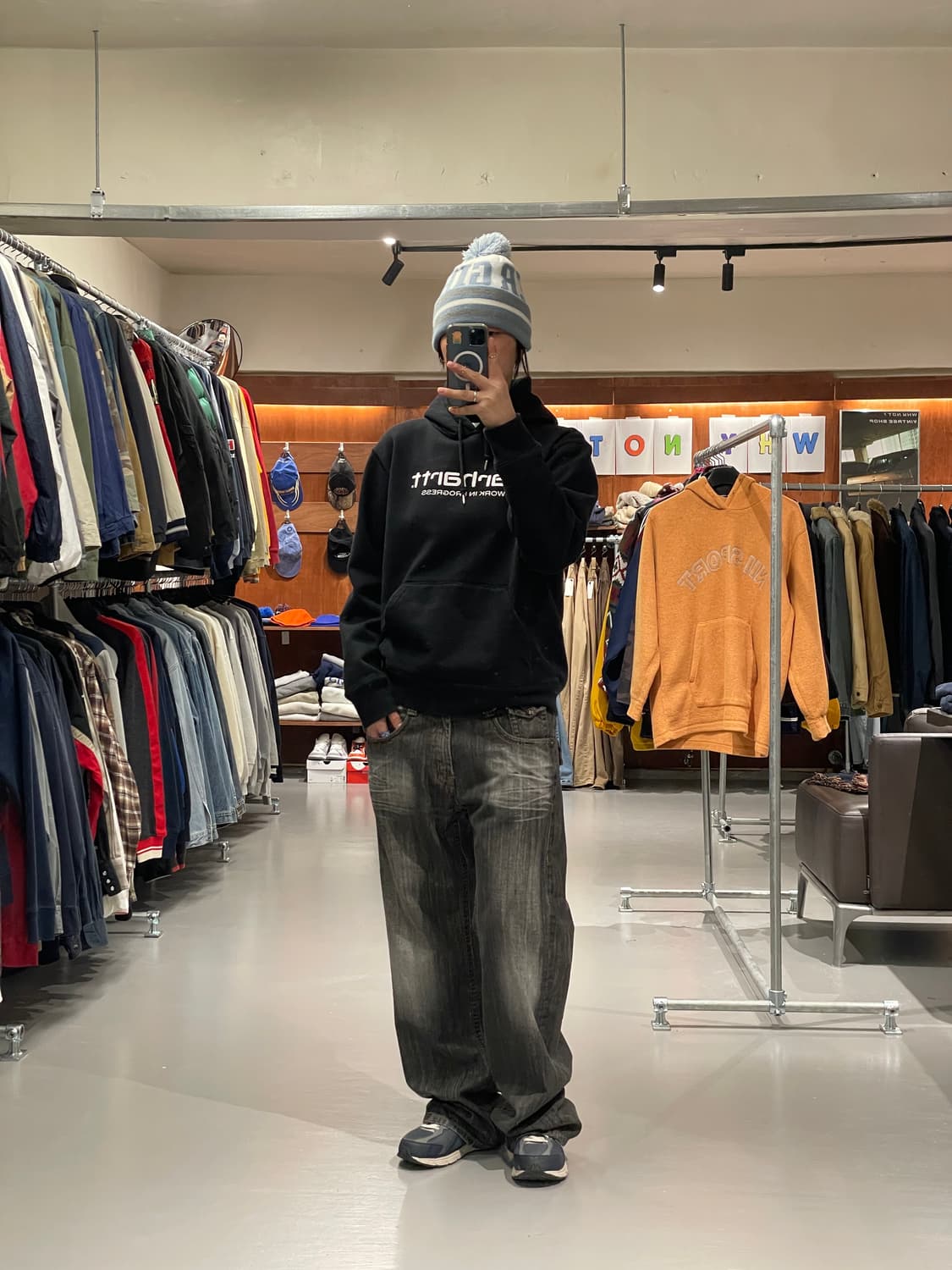 빈티지 스트레이트핏 흑청 데님 팬츠    상품이미지6