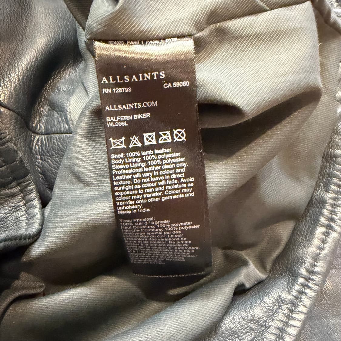 올세인츠 램스킨 발펀 바이커 자켓  상품이미지4
